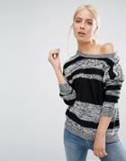Brave Soul Striped Sweater - Black