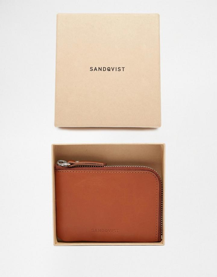 Sandqvist Leather Zip Wallet - Brown