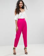 Asos High Waist Tapered Pants - Pink