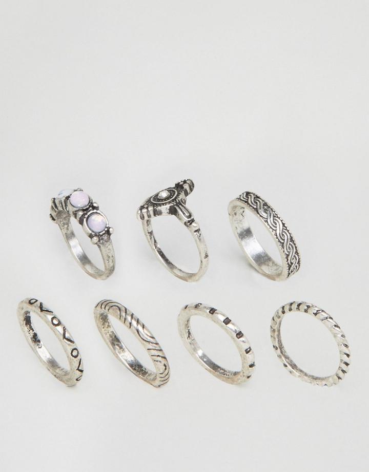 New Look Boho Multi Stacked Rings - Silver