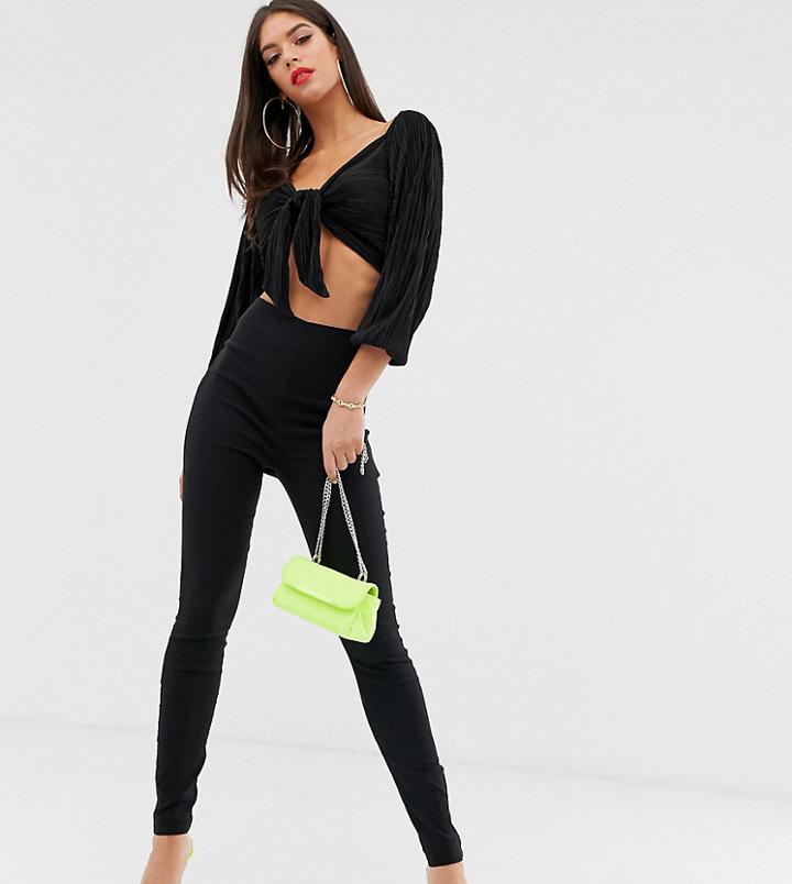 Asos Design Tall High Waist Pants In Skinny Fit-black