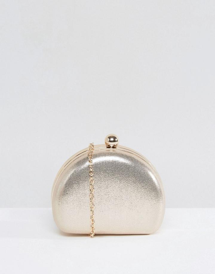 Chi Chi London Glitter Clutch Bag With Ball Clasp - Silver