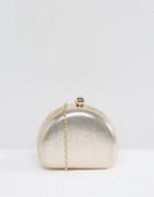 Chi Chi London Glitter Clutch Bag With Ball Clasp - Silver