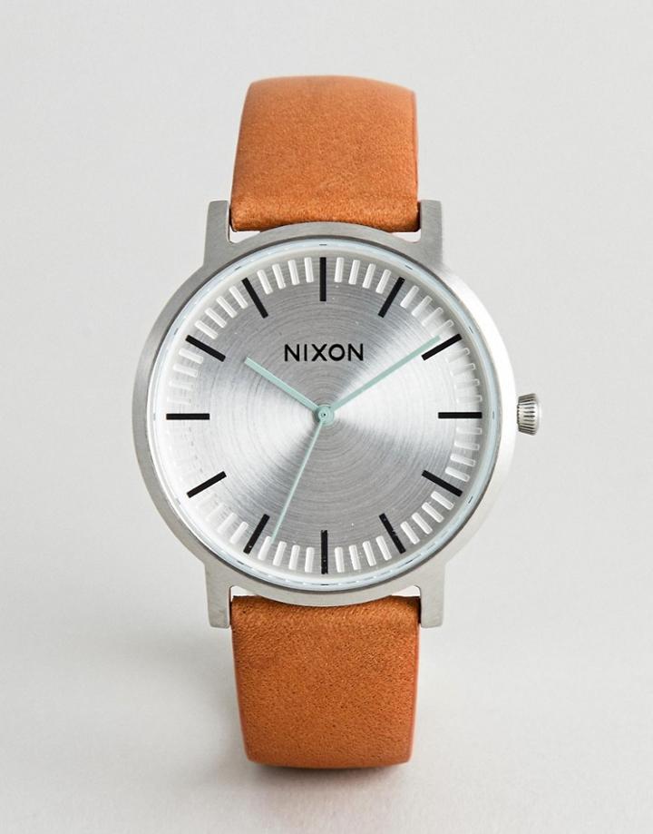 Nixon A1058 Porter Leather Watch In Tan - Tan