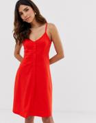 Vero Moda Button Detail Cami Mini Dress - Red