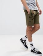 Asos Jersey Shorts With Camo Side Panel In Khaki - Green