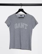 Gant Logo T-shirt In Gray-grey