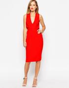 Asos Splice Shoulder Drape Front Dress - Fiesta Red $33.00