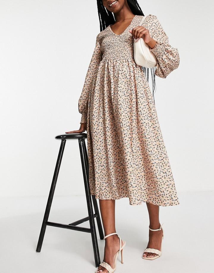 In The Style X Jac Jossa Midi Wrap Dress In Floral Print-multi