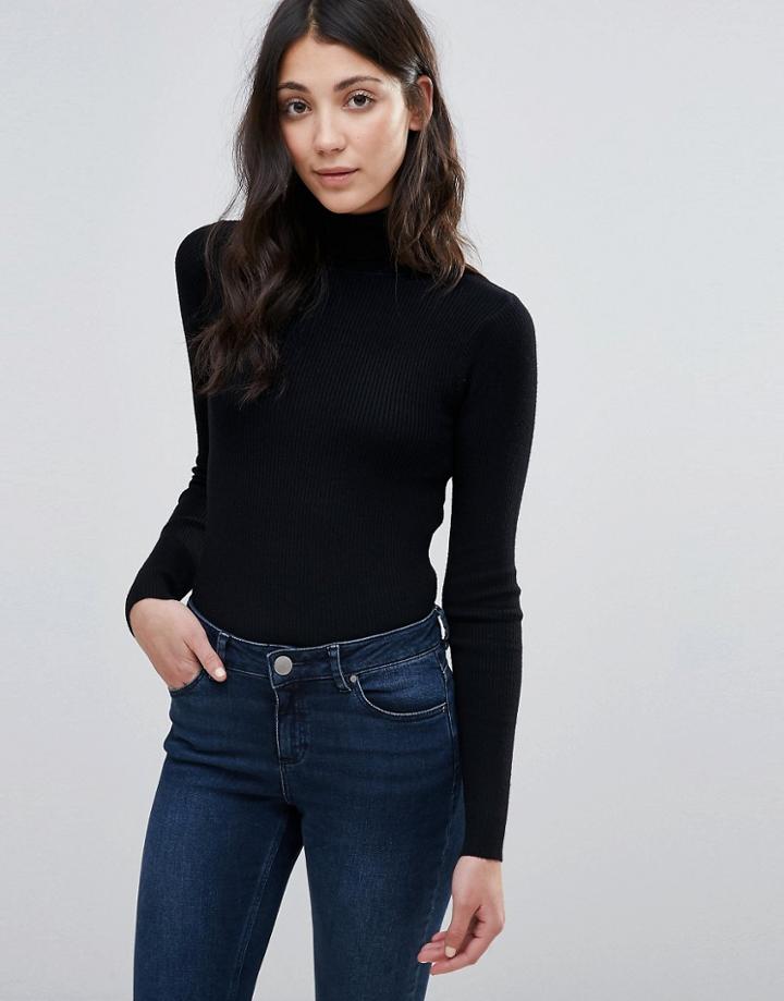 Brave Soul High Roll Neck Sweater - Black