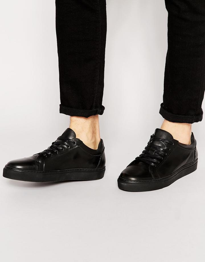 Selected Homme Dylan Leather Sneakers - Black
