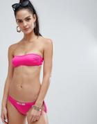 Moschino Logo Tie Side Bikini Bottoms - Pink