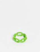 Asos Design Ring In Coated Metal In Apple Green