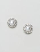 Asos Wedding Crystal Faux Pearl Stud Earrings - Cream