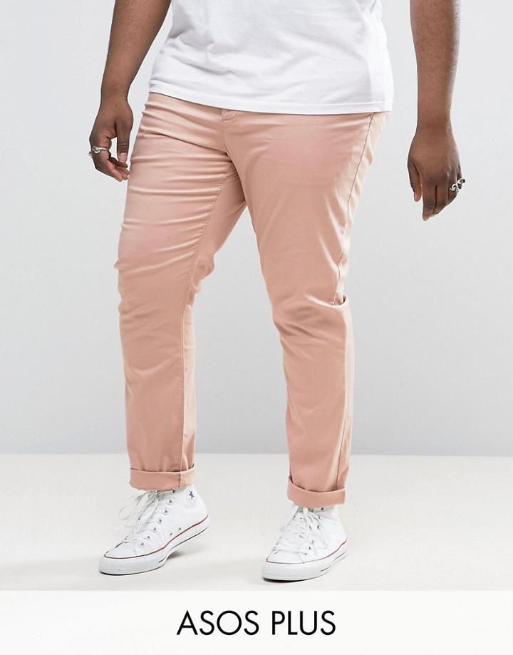 Asos Plus Skinny Chinos In Pink - Pink