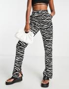Na-kd Mix Suit Pants In Zebra - Black