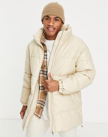 Urbancode Pu Puffer In Cream-white