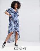 Milk It Vintage Lace Up Dress In Ditsy Tie Dye Floral - Multi