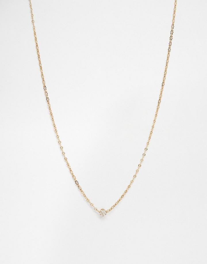 Orelia Flat Chain Crysral Necklace - Pale Gold