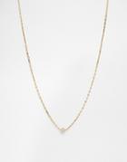 Orelia Flat Chain Crysral Necklace - Pale Gold