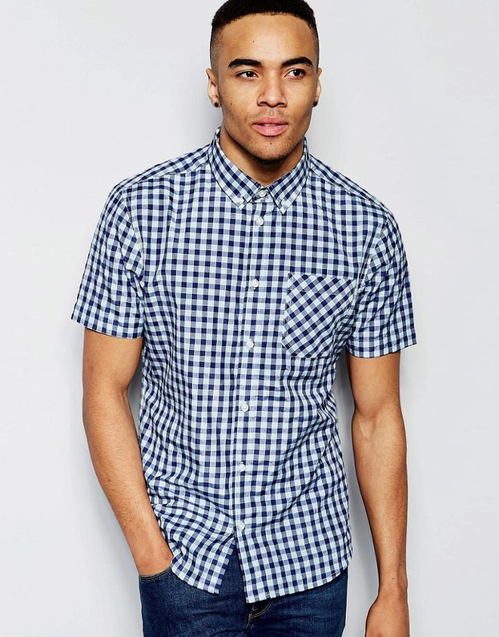 D-struct Short Sleeve Checked Shirt - Black