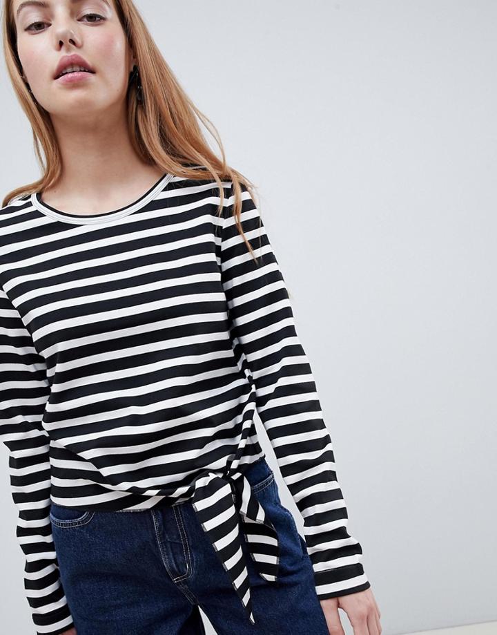 Only Anya Knot Front T-shirt - Black