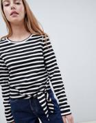 Only Anya Knot Front T-shirt - Black