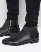 Aldo Pannone Leather Zip Up Boots - Black