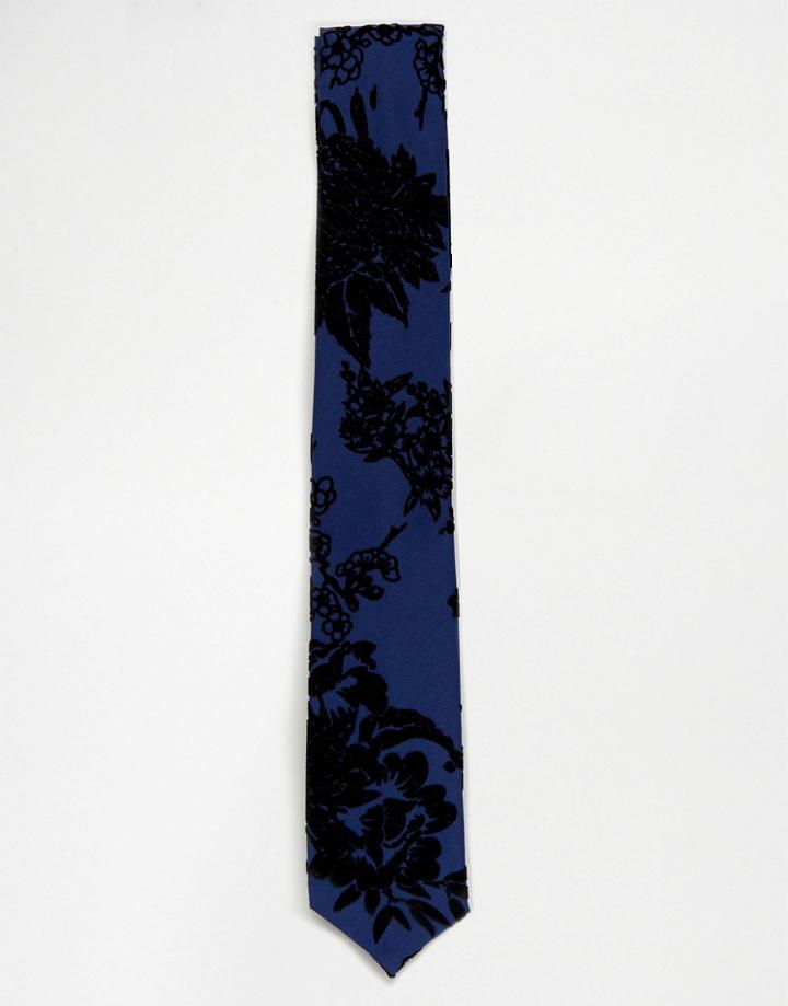 Noose & Monkey Tie In Flocking - Blue