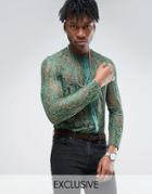 Reclaimed Vintage Lace Shirt In Reg Fit - Green