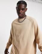 Asos Design Oversized Sweatshirt With Panel Detail In Beige Rib - Part Of A Set-neutral