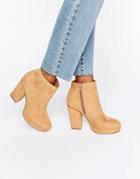 Asos Edison Heeled Ankle Boots - Beige
