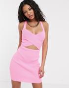 Asos Design Neon Ripple Stitch Mini Dress-pink