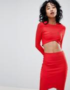Love & Other Things Wrap Front Bandage Top-red