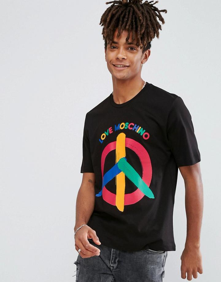 Love Moschino Peace Logo T-shirt - Black