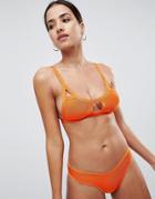 Missguided Bandage Cut Out Detail Bikini Top - Orange