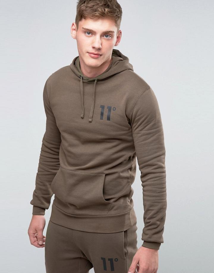11 Degrees Hoodie With Logo - Green