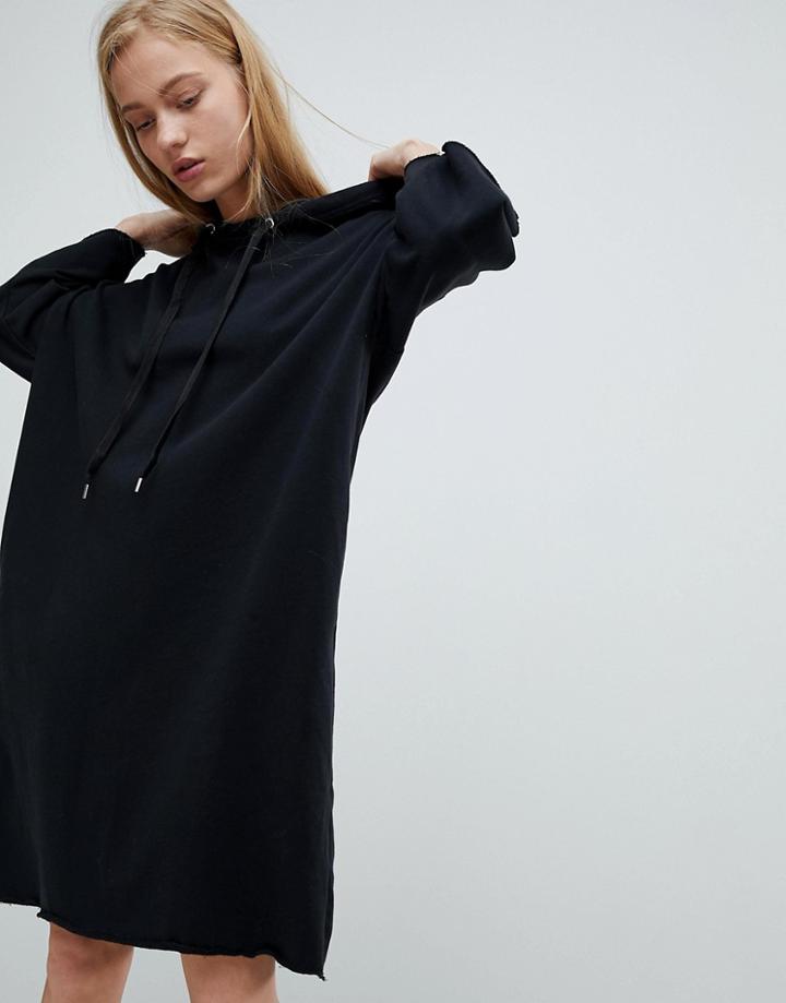 Dr Denim Jersey Dress With Hood - Black