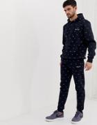 Nicce Skinny Sweatpants With All Over Print In Navy - Navy
