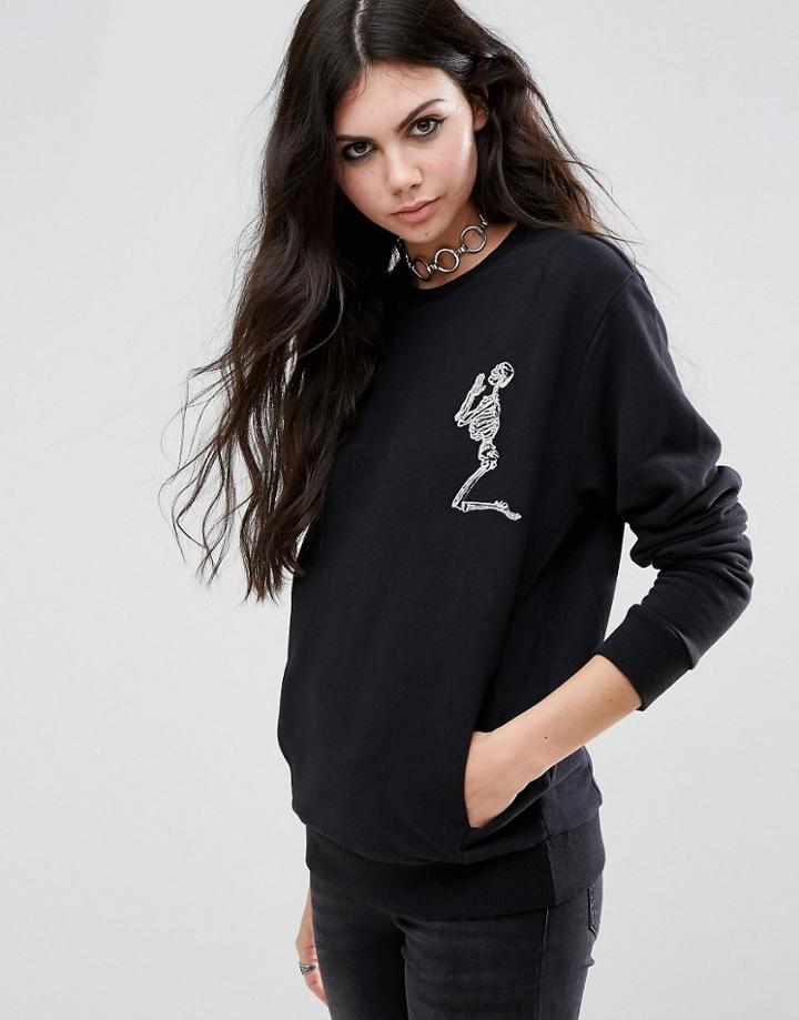 Religion Praying Skeleton Sweatshirt - Black