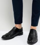 Asos Design Wide Fit Brogue Shoes In Black Leather - Black