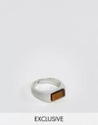 Aetherston Signet Ring In Silver With Tigers Eye Stone - Silver