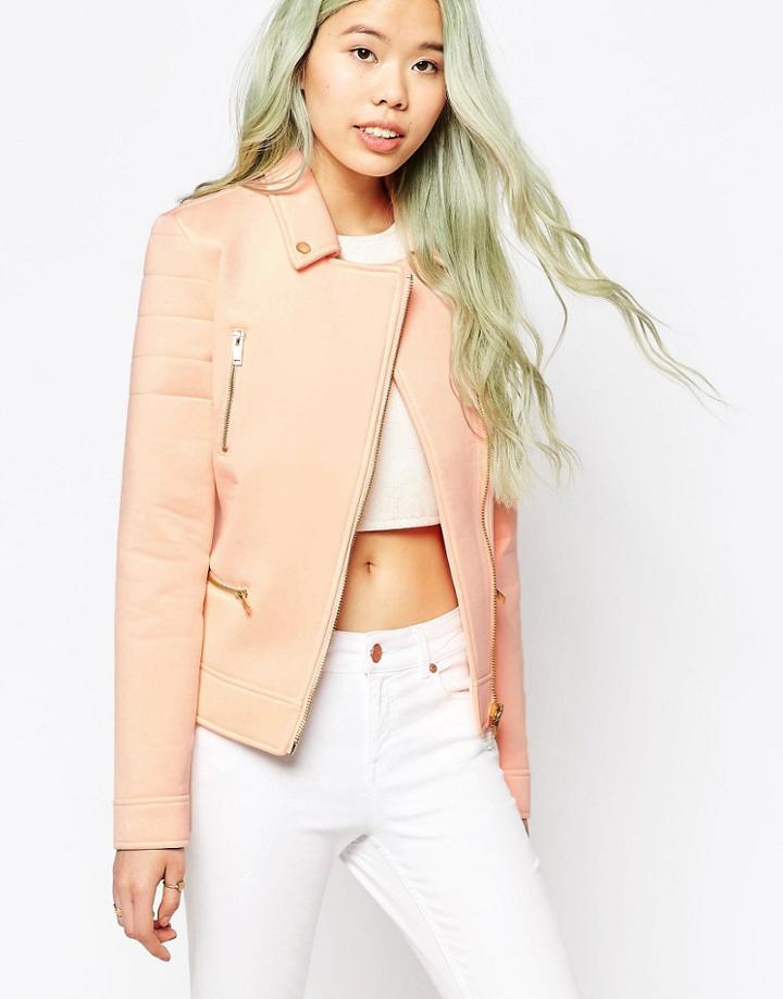 Vero Moda Casting Short Zip Though Coat - Tropical Peach