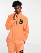 Crooked Tongues Fleece Half Zip Sweatshirt With Badge Detail In Orange - Part Of A Set