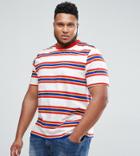 Asos Plus Relaxed T-shirt With Retro Stripe & Ringer - Multi