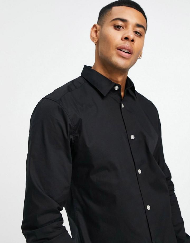 Only & Sons Long Sleeve Stretch Shirt In Black