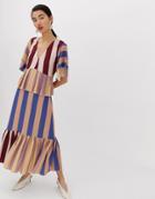 Lost Ink Maxi Smock Dress In Multi Stripe - Multi