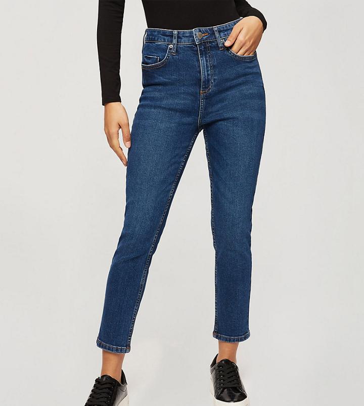 Miss Selfridge Petite Emily Jeans In Dark Blue Wash-blues
