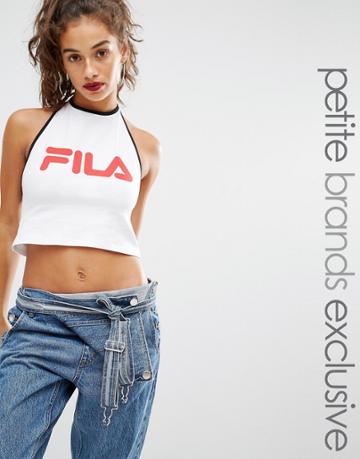 Fila Petite Motif Halterneck Crop Top - White