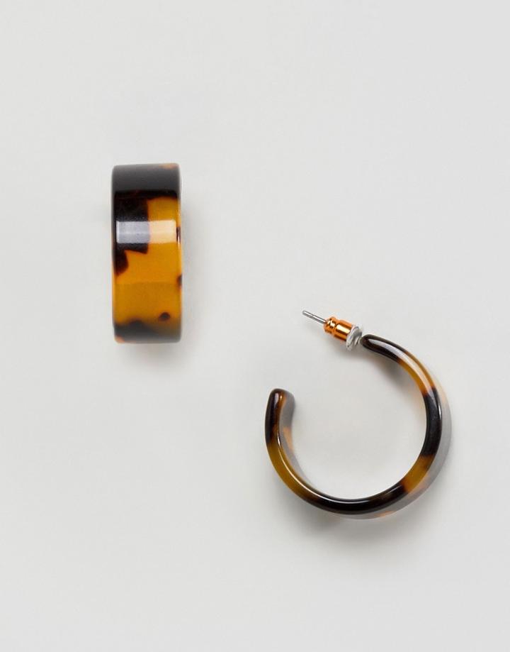 Asos Design Thick Tortoiseshell Hoop Earrings-multi